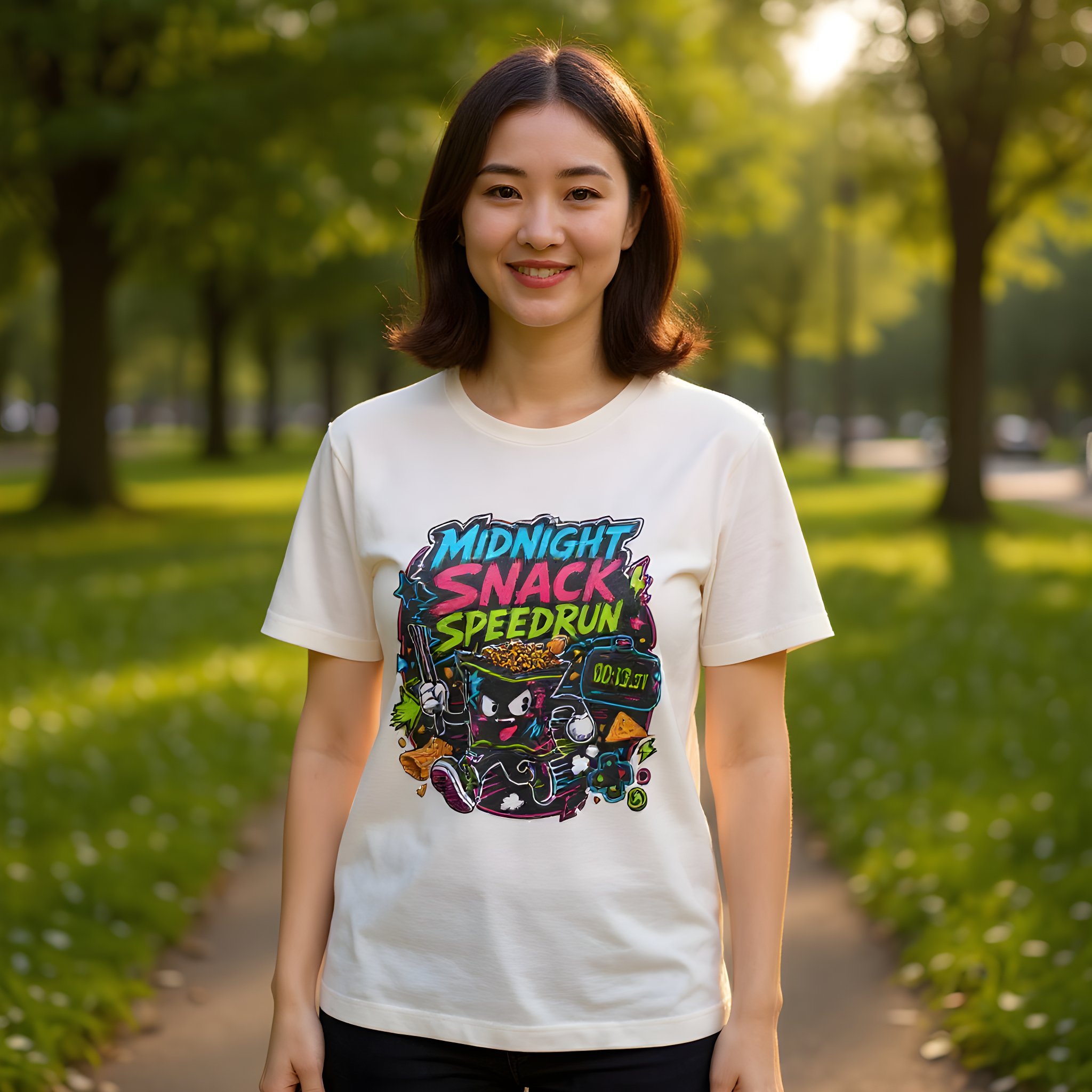 Funny Gamer T-Shirt — Midnight Snack Speedrun — t-shirt design