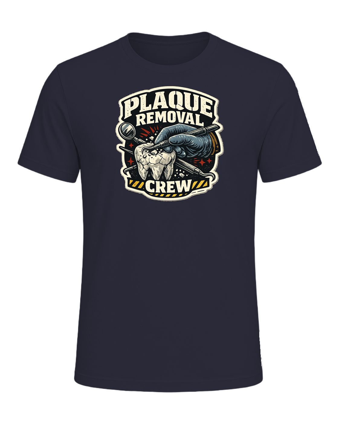 Plaque Removal Crew Tee — Heather Navy