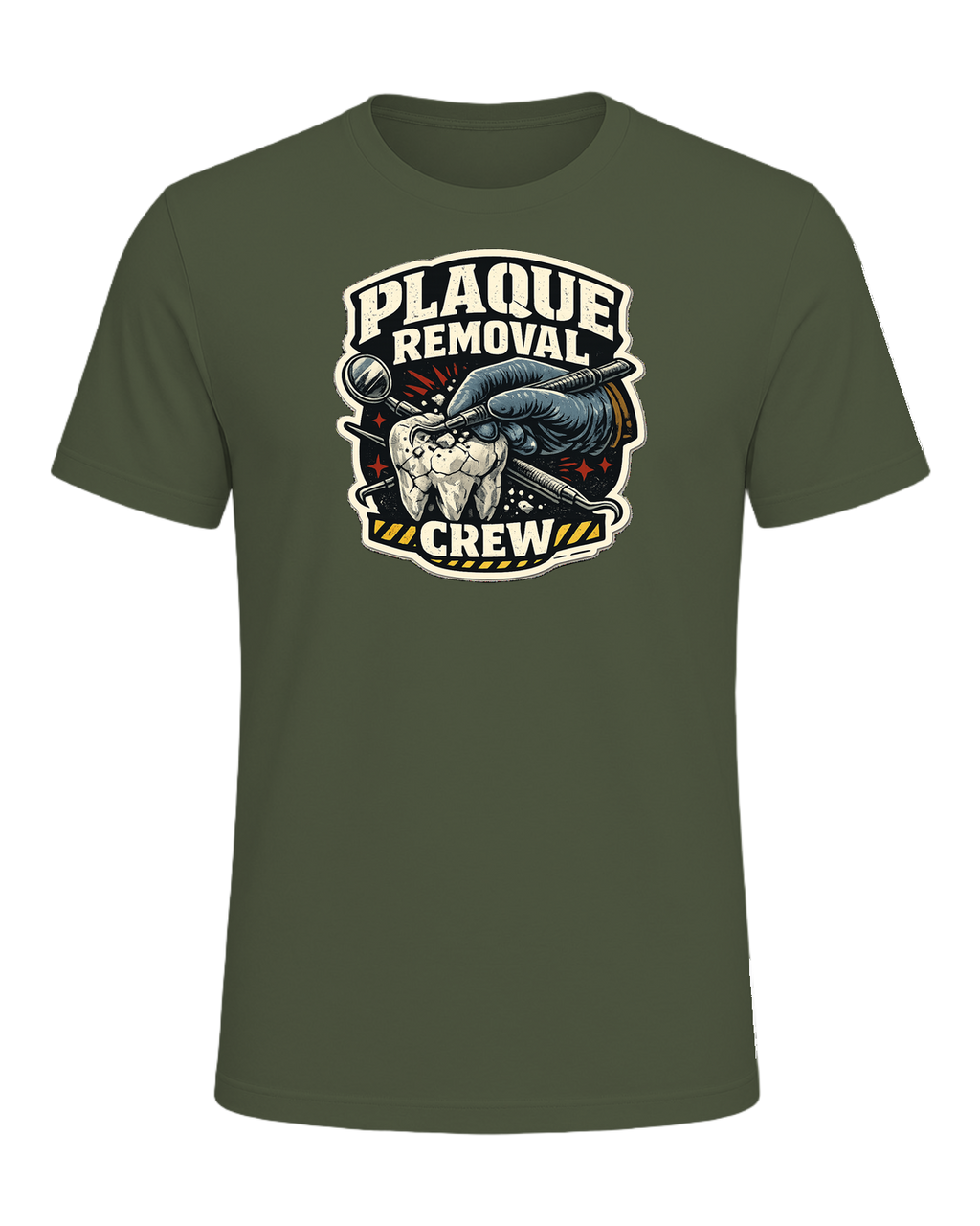 Plaque Removal Crew Tee — Military Green
