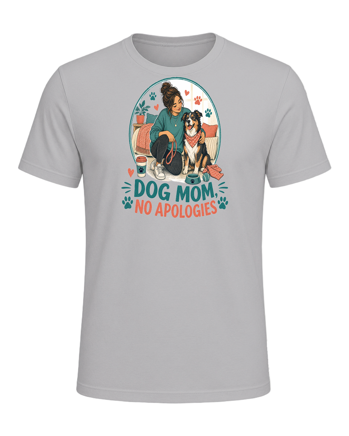 DOG MOM, NO APOLOGIES — Athletic Heather