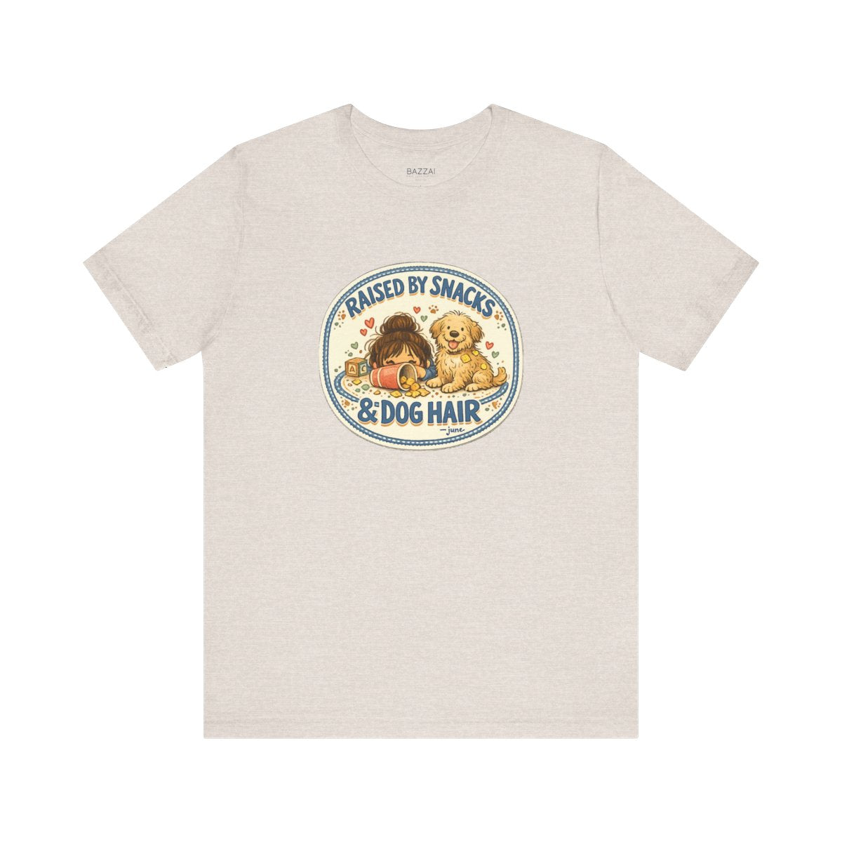 Dog Mom Gift Idea T-Shirt — Raised by Snacks &amp; Dog Hair — mom chaos t-shirt design by June
