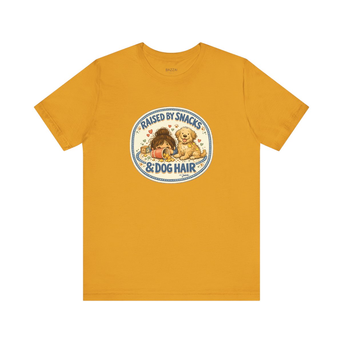 Dog Mom Gift Idea T-Shirt — Raised by Snacks &amp; Dog Hair — mom chaos t-shirt design by June