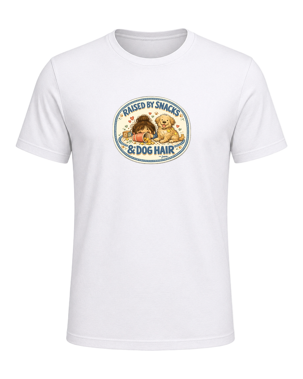 Raised By Snacks & Dog Hair Tee — White