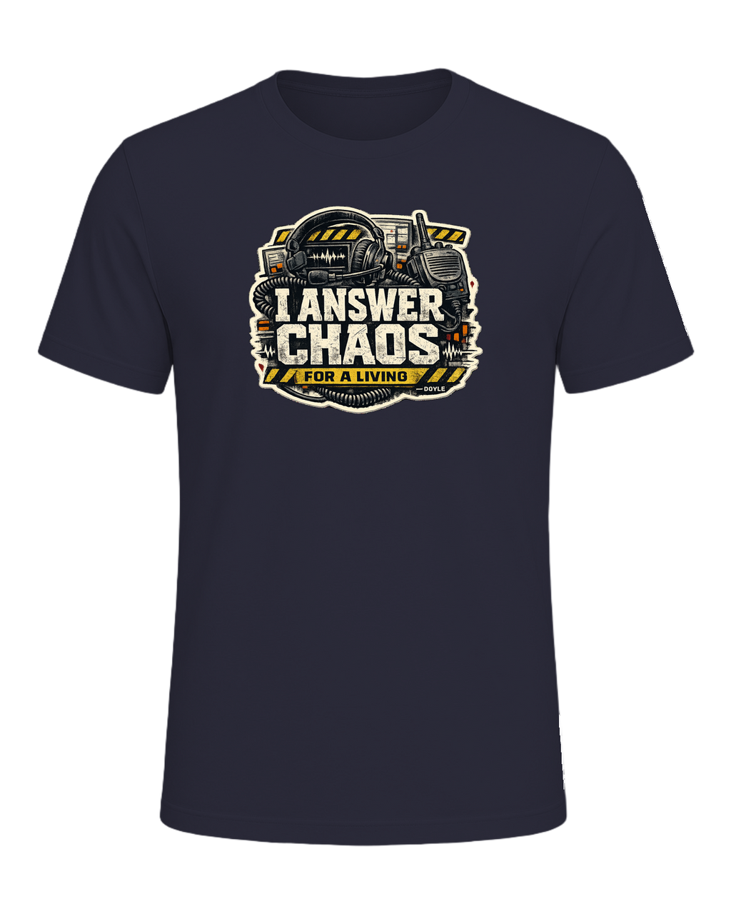 I Answer Chaos For A Living Tee — Heather Navy