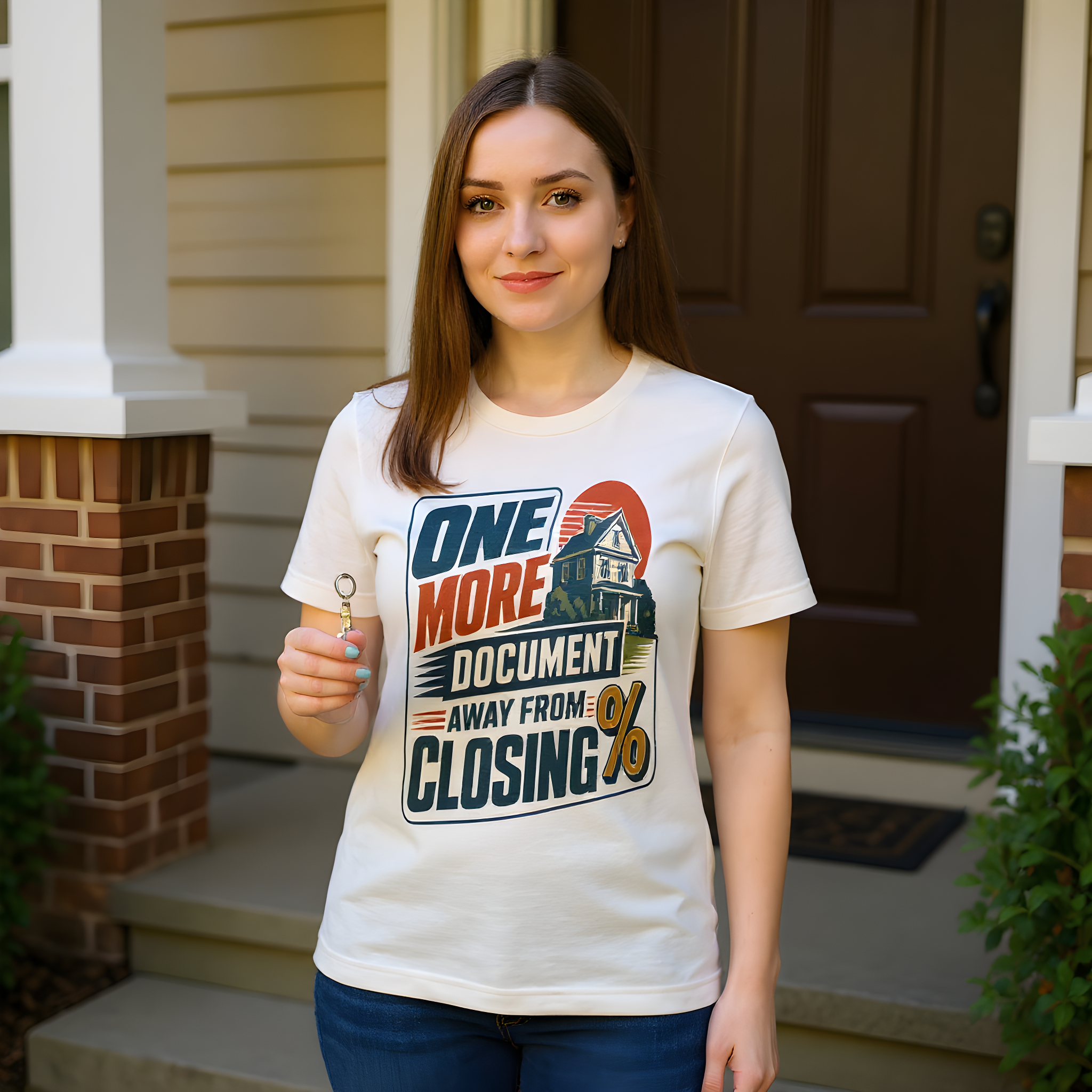 Mortgage Loan Officer T-Shirt — One More Document Away from Closing — mortgage t-shirt design