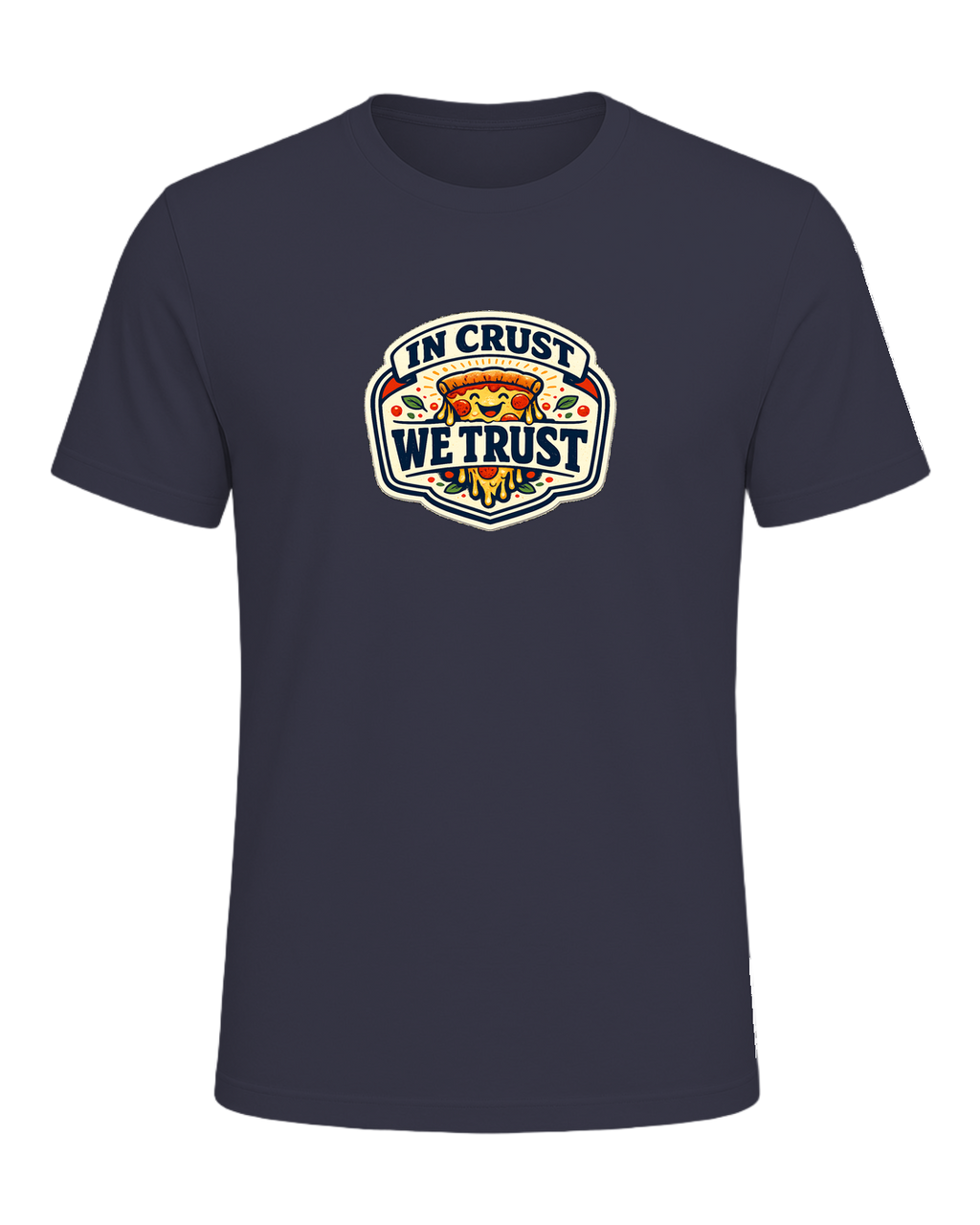 In Crust We Trust Tee — Heather Midnight Navy