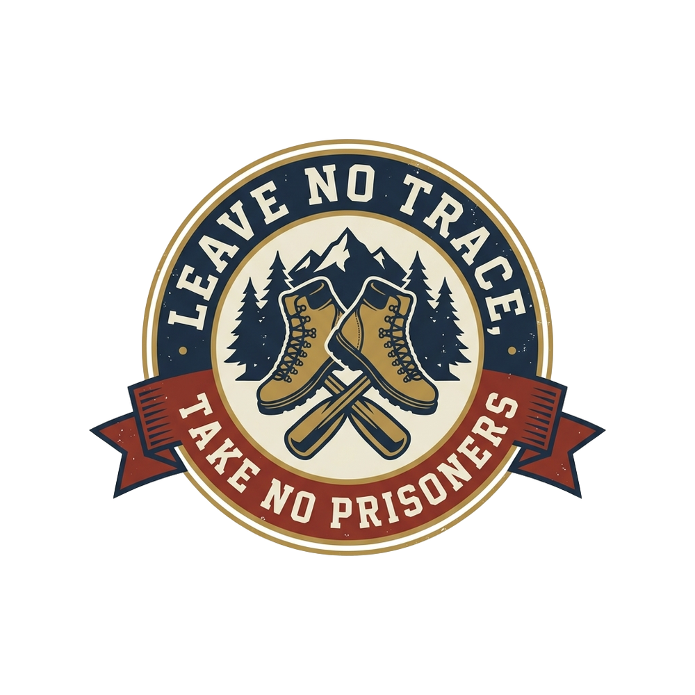 LEAVE NO TRACE, TAKE NO PRISONERS (Retro Badge)