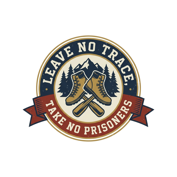 LEAVE NO TRACE, TAKE NO PRISONERS (Retro Badge)