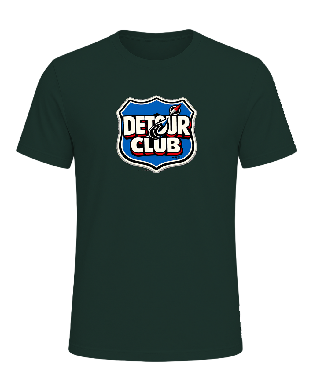 A loud travel badge tee for wanderers who believe the detour is the destination. — Forest