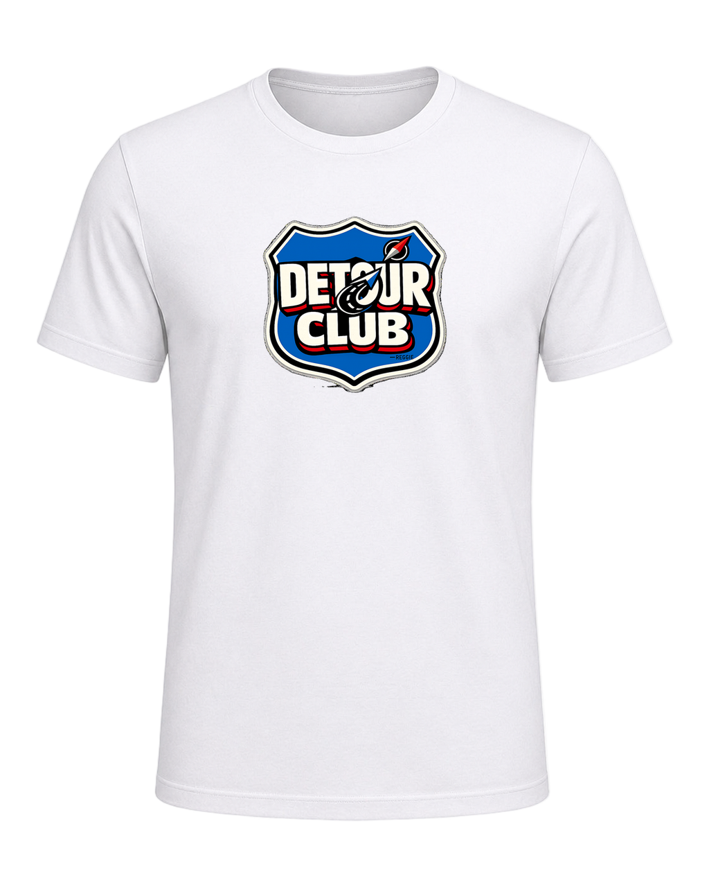 A loud travel badge tee for wanderers who believe the detour is the destination. — White