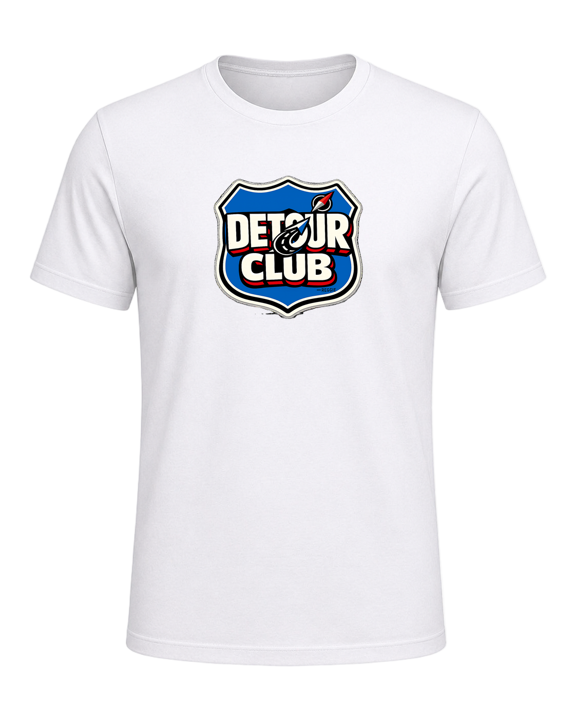 A loud travel badge tee for wanderers who believe the detour is the destination. — White