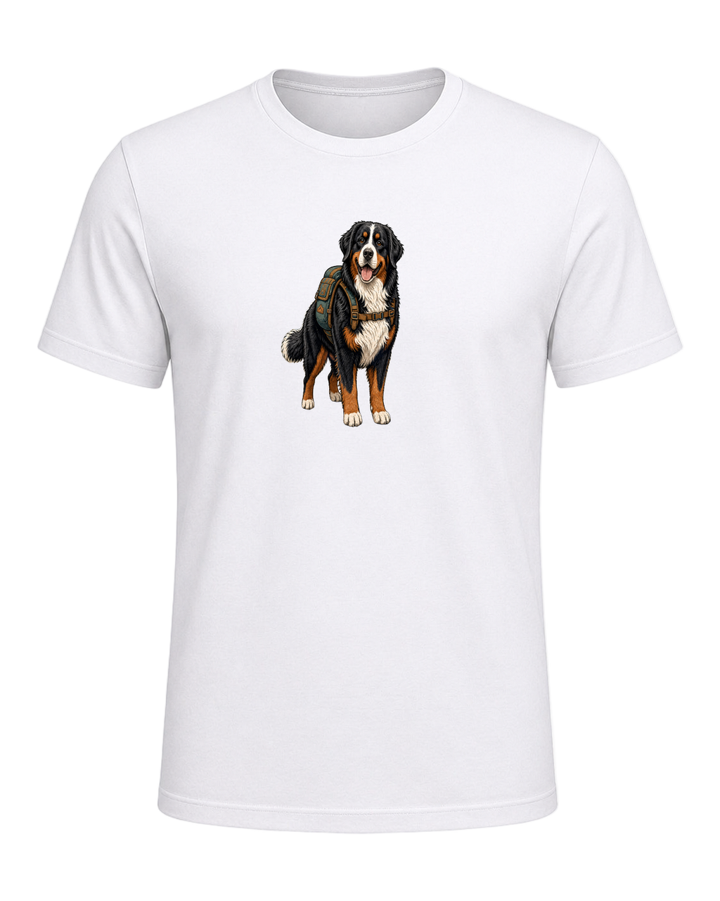 Bernese Mountain Dog Hiking — White
