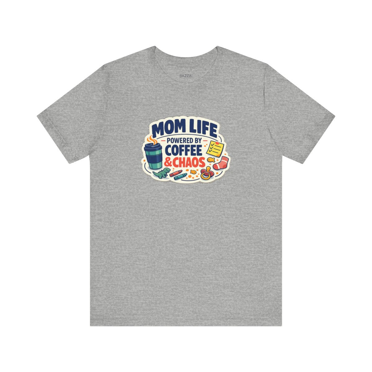Mom Gift T-Shirt — Mom Life Powered by Coffee &amp; Chaos — mom chaos t-shirt design by June