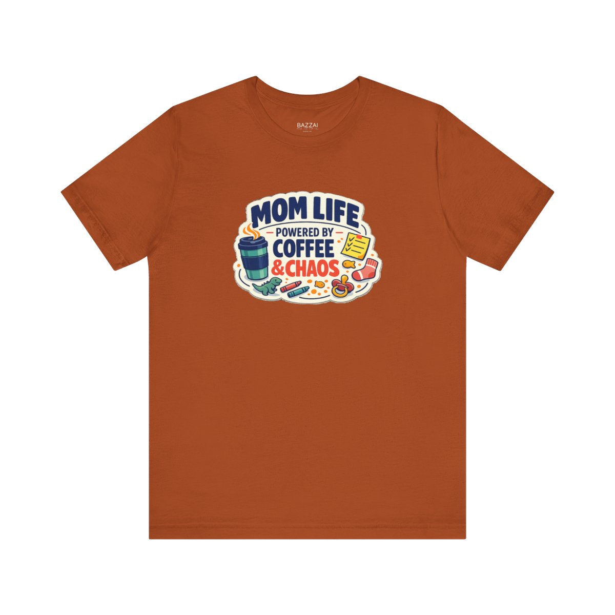 Mom Gift T-Shirt — Mom Life Powered by Coffee &amp; Chaos — mom chaos t-shirt design by June