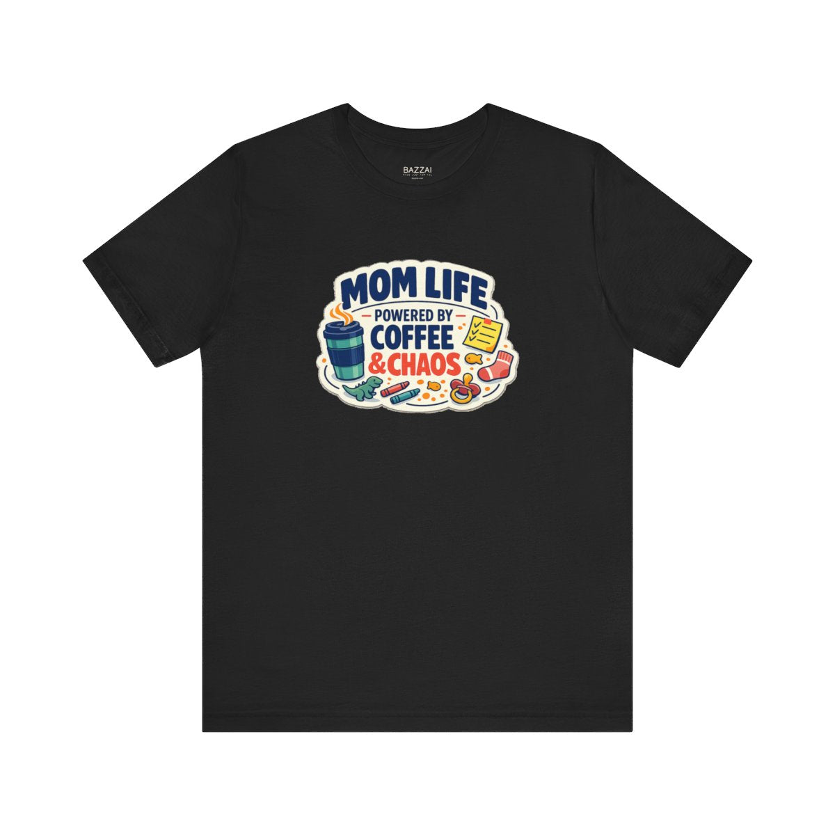 Mom Gift T-Shirt — Mom Life Powered by Coffee &amp; Chaos — mom chaos t-shirt design by June