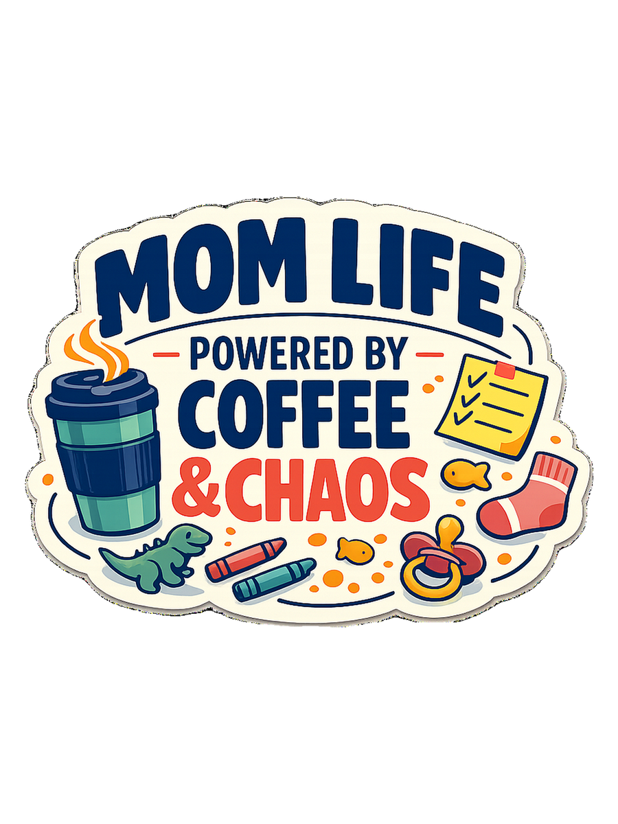 Mom Gift T-Shirt — Mom Life Powered by Coffee & Chaos