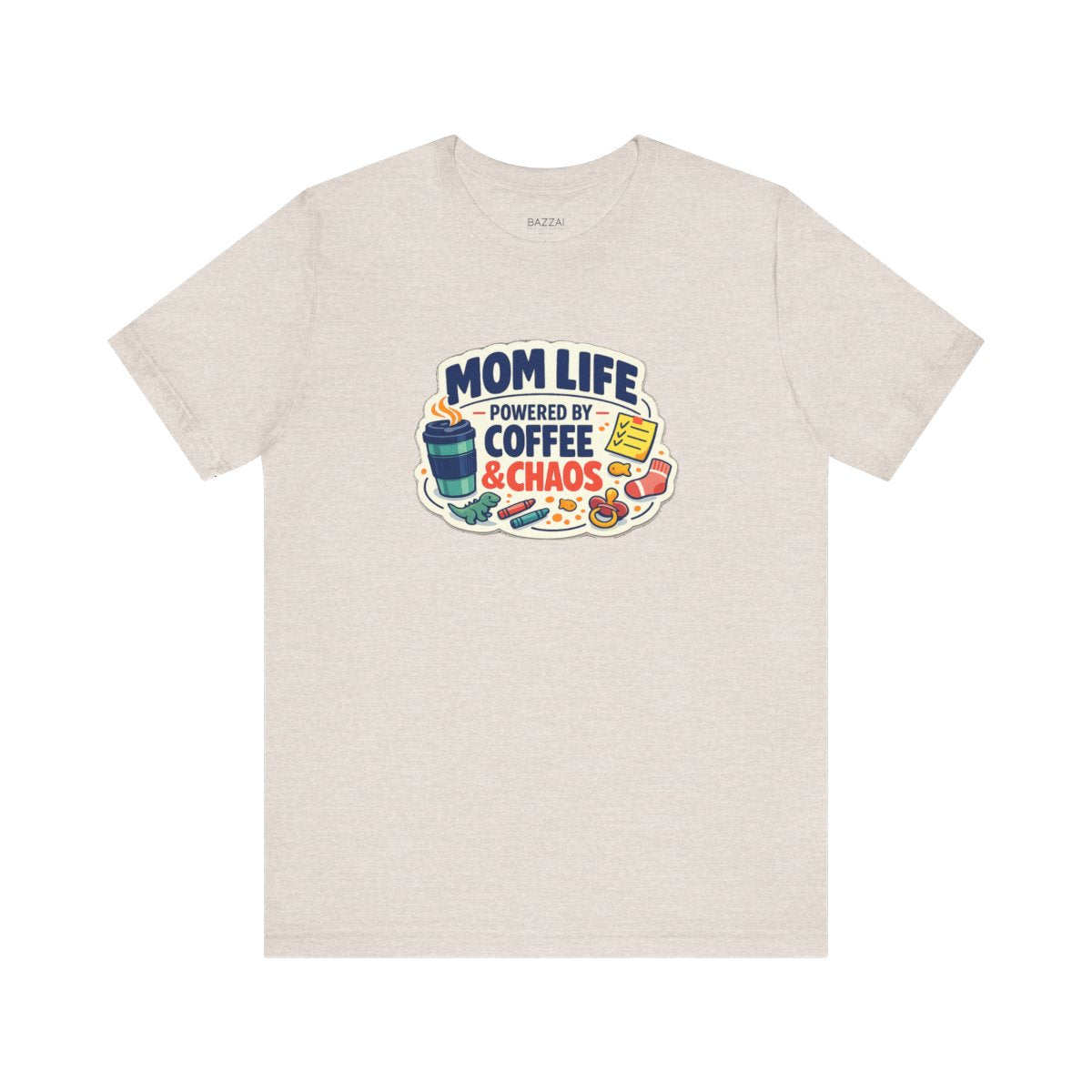 Mom Gift T-Shirt — Mom Life Powered by Coffee &amp; Chaos — mom chaos t-shirt design by June