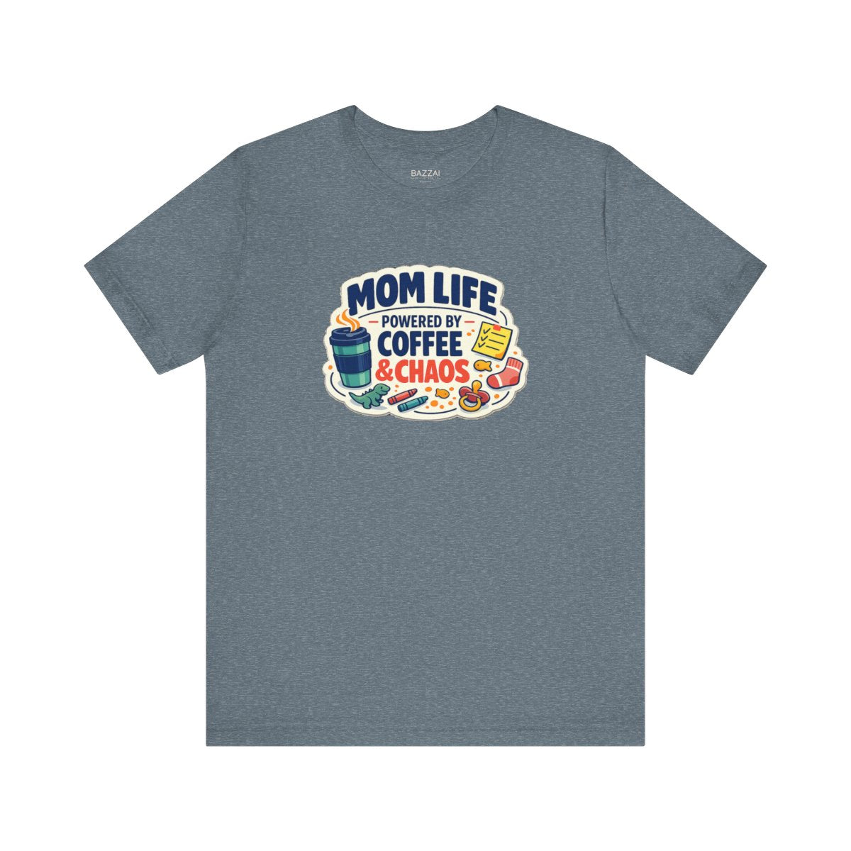 Mom Gift T-Shirt — Mom Life Powered by Coffee &amp; Chaos — mom chaos t-shirt design by June