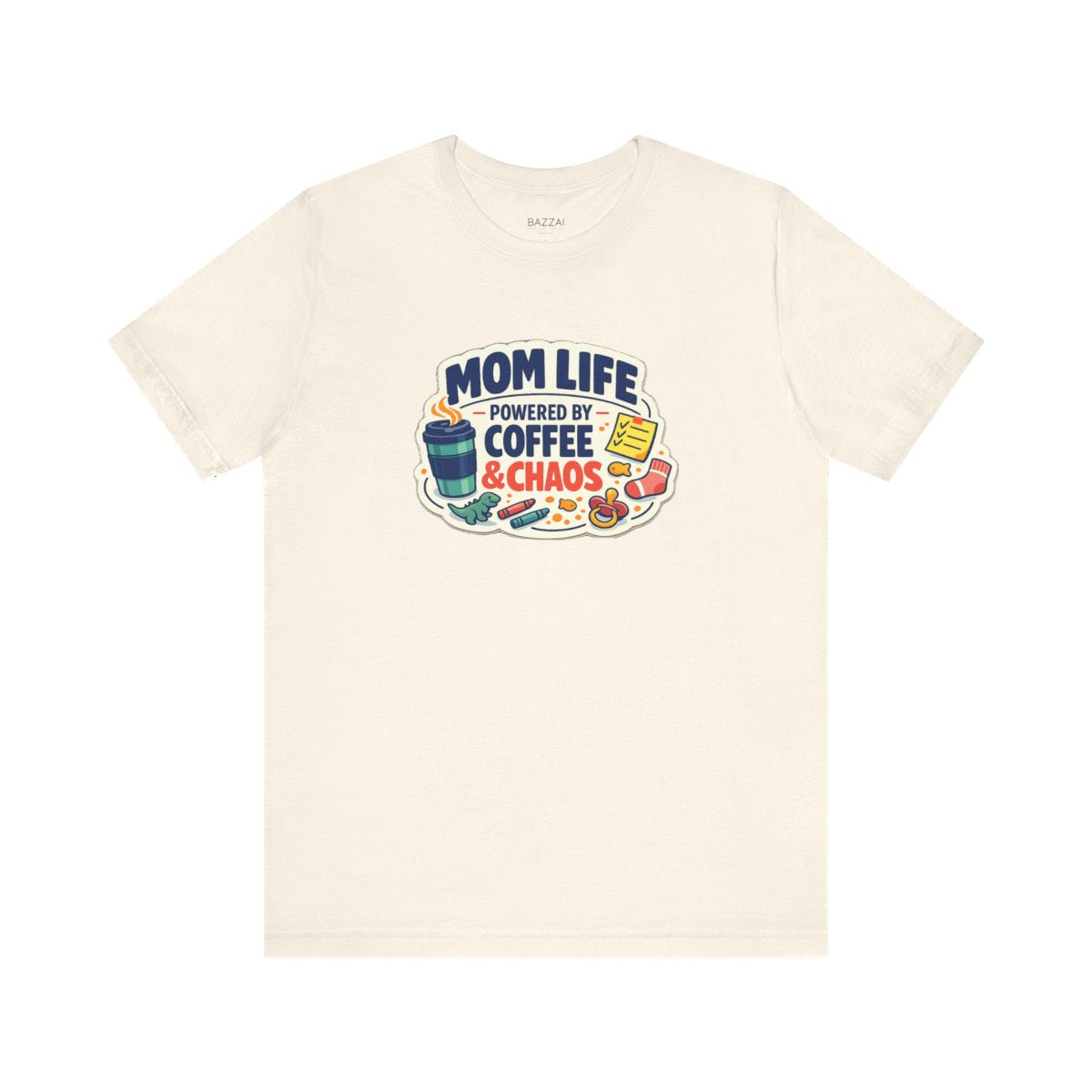 Mom Gift T-Shirt — Mom Life Powered by Coffee &amp; Chaos — mom chaos t-shirt design by June