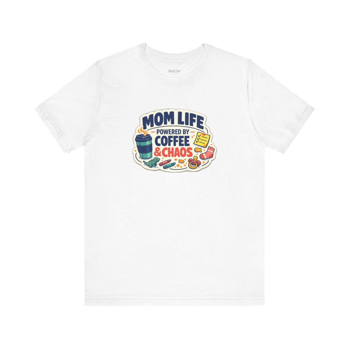 Mom Gift T-Shirt — Mom Life Powered by Coffee &amp; Chaos — mom chaos t-shirt design by June