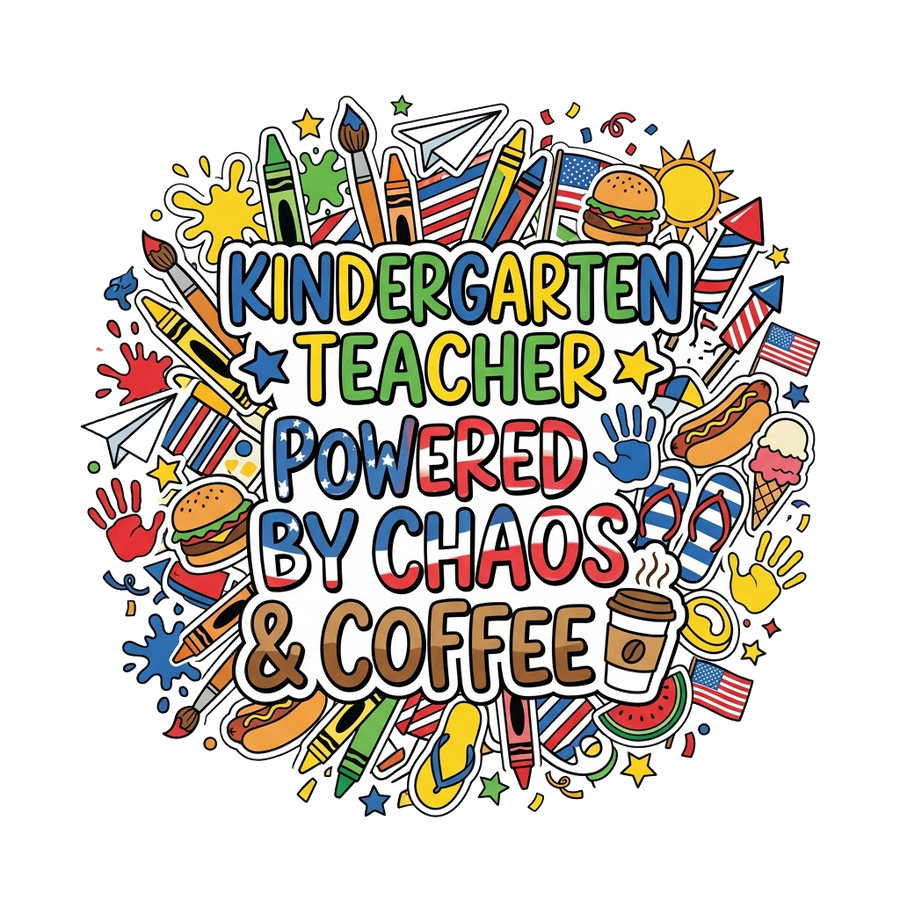 Kindergarten Teacher T-Shirt — Glitter, Glue and Full Volume