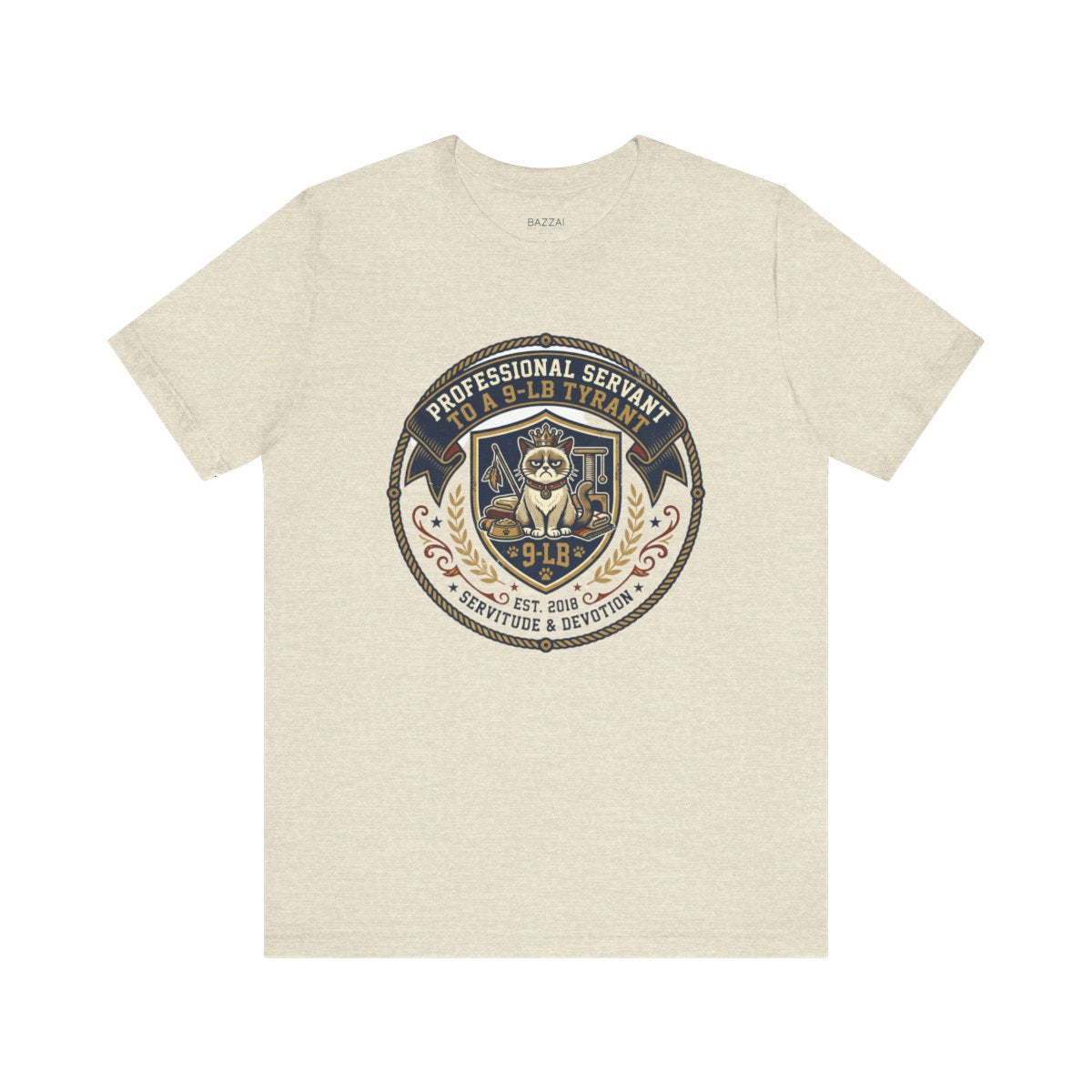 Funny Cat Dad T-Shirt — Professional Servant to a 9-Lb Tyrant — t-shirt design