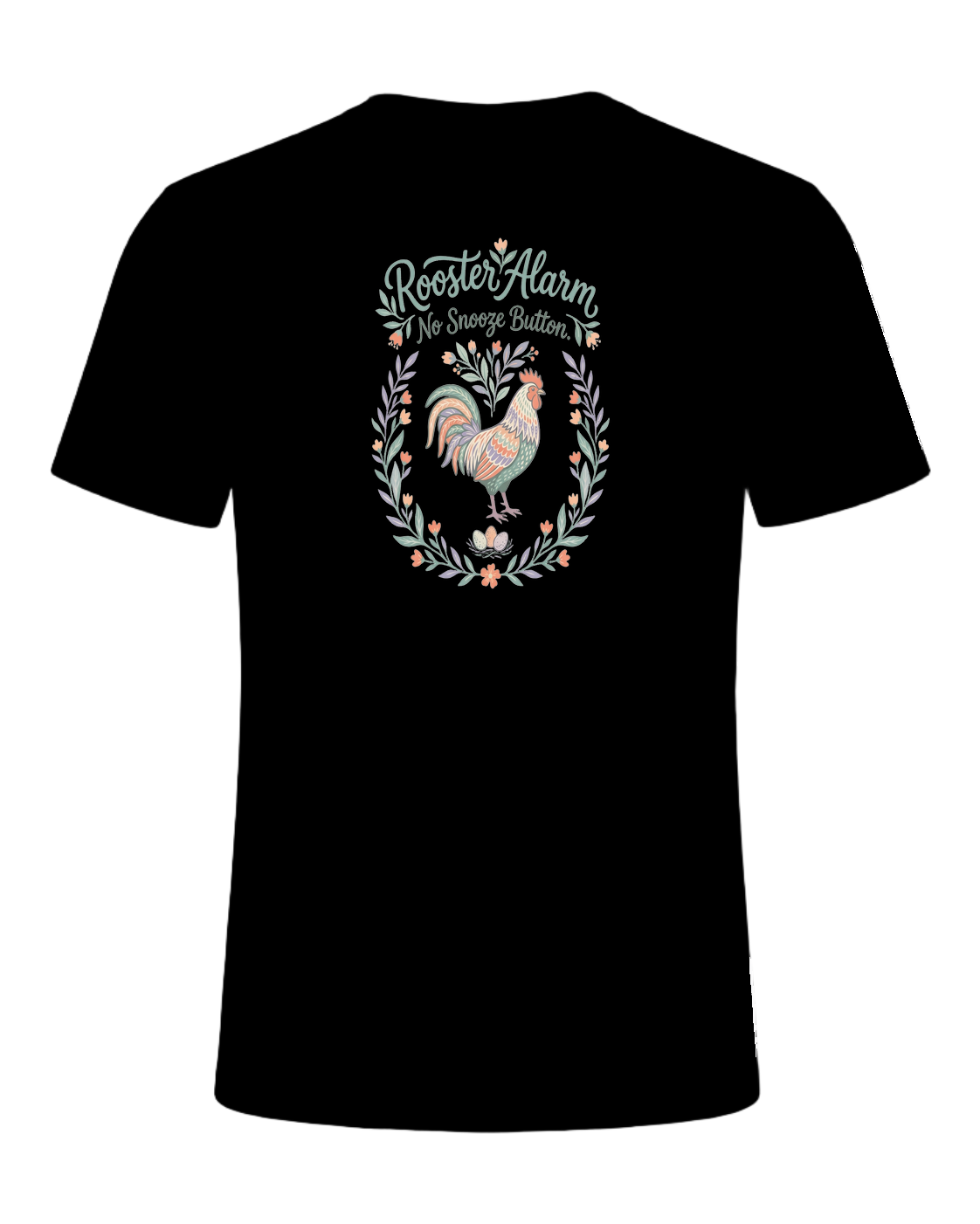 Rooster Alarm. No Snooze Button. — Black