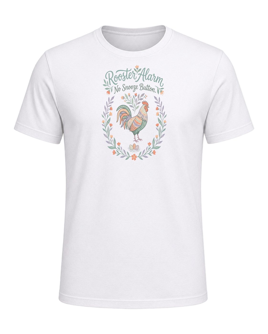 Rooster Alarm. No Snooze Button. — White