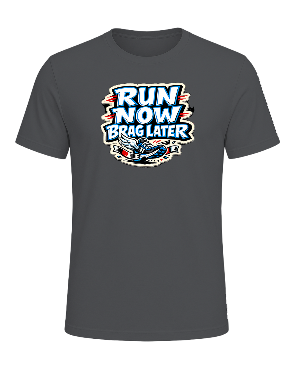 Run Now Brag Later Tee — Asphalt