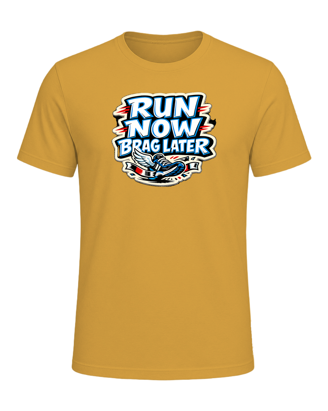 Run Now Brag Later Tee — Heather Mustard