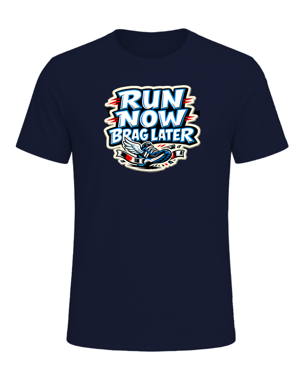 Run Now Brag Later Tee — Navy