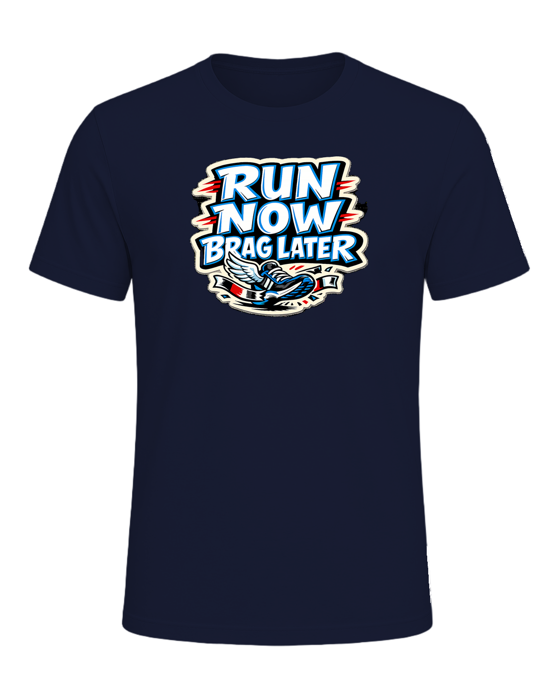 Run Now Brag Later Tee — Navy