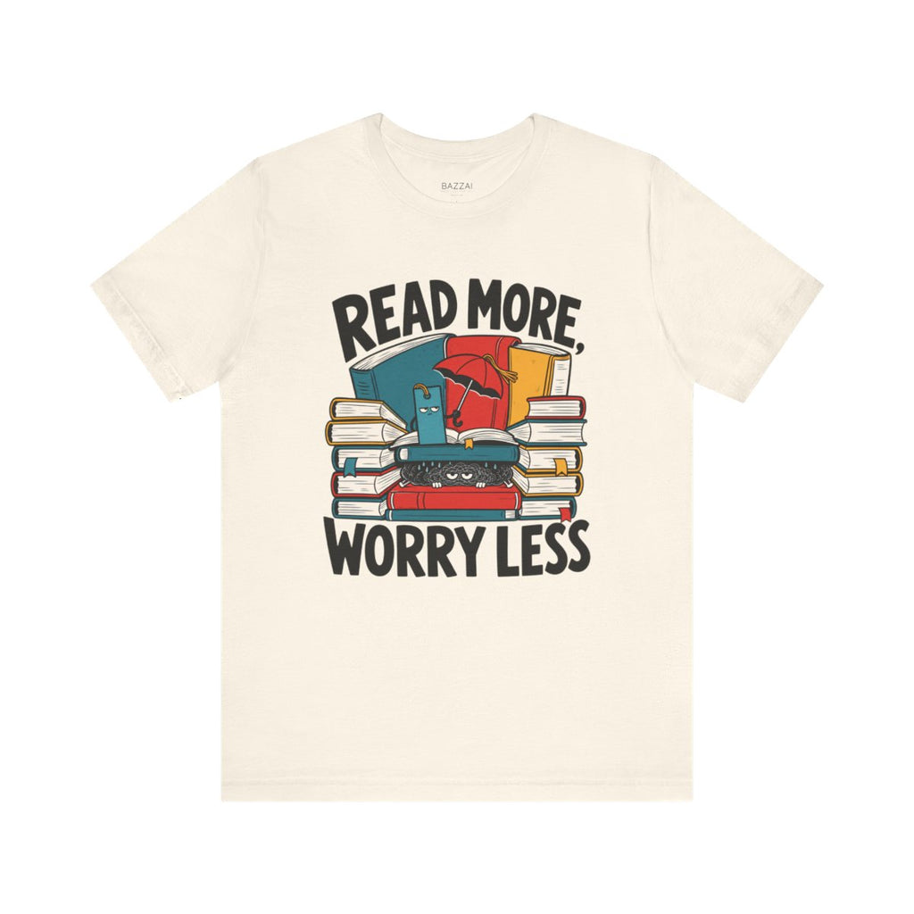 Reading Lover T-Shirt — Read More, Worry Less — books t-shirt design