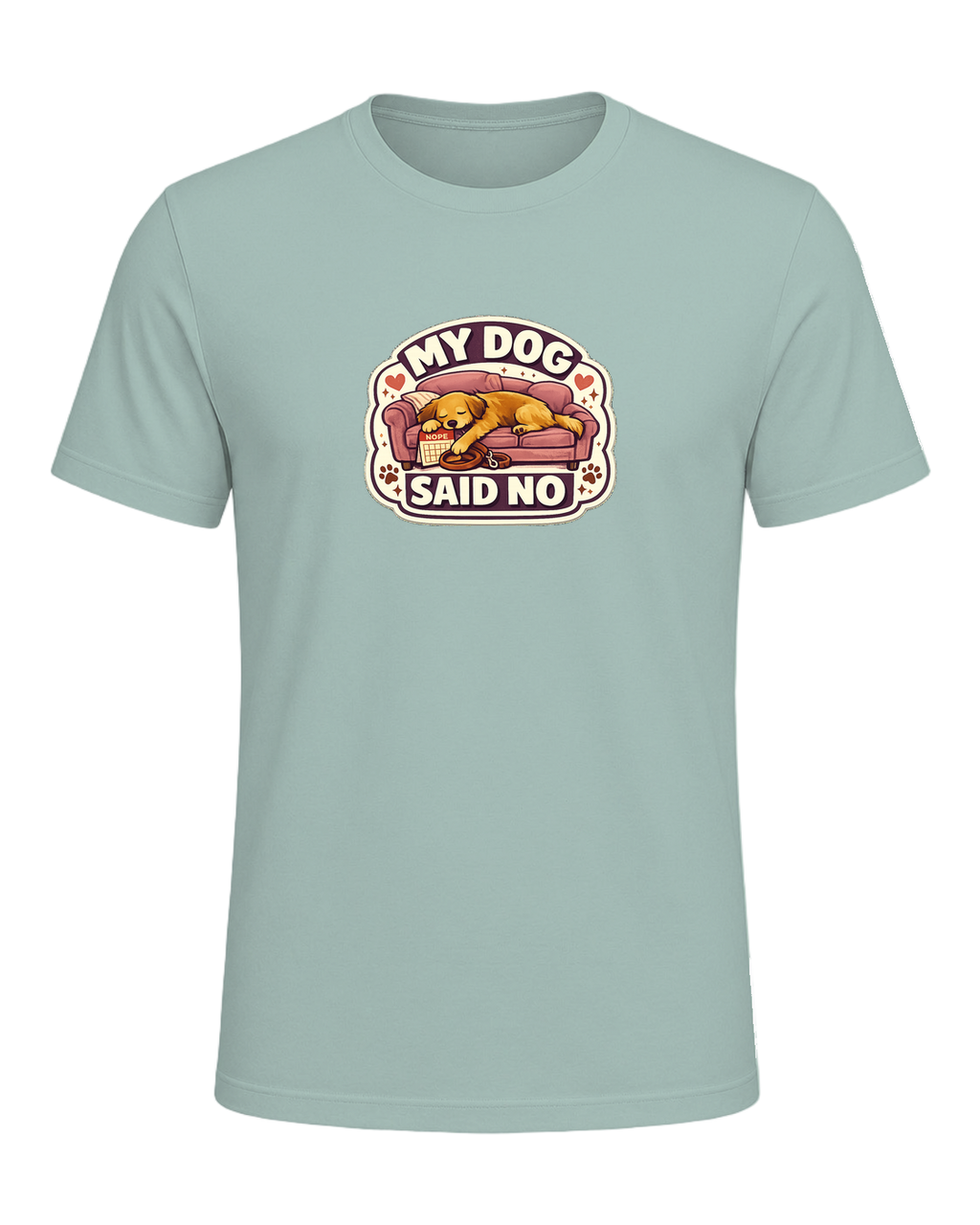 A cozy funny dog mom tee for anyone whose dog gets final say on the schedule. — Dusty Blue