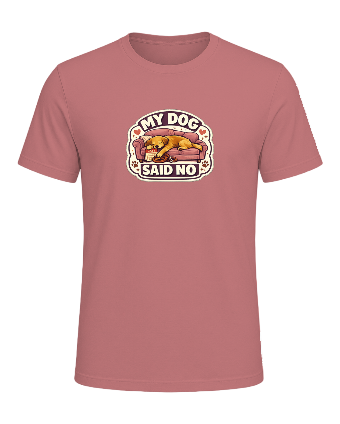 A cozy funny dog mom tee for anyone whose dog gets final say on the schedule. — Mauve