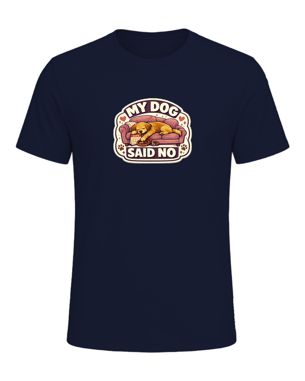 A cozy funny dog mom tee for anyone whose dog gets final say on the schedule. — Navy