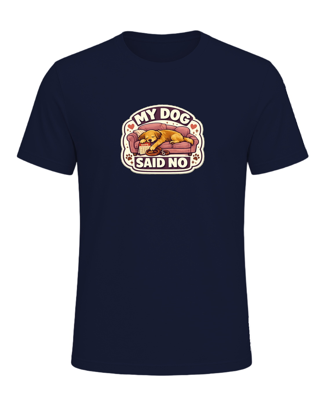 A cozy funny dog mom tee for anyone whose dog gets final say on the schedule. — Navy