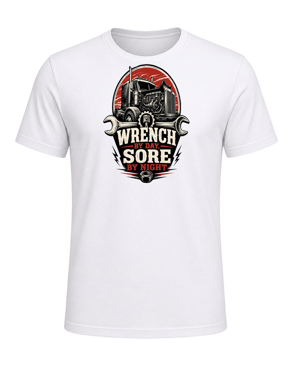 Wrench by day, sore by night — White