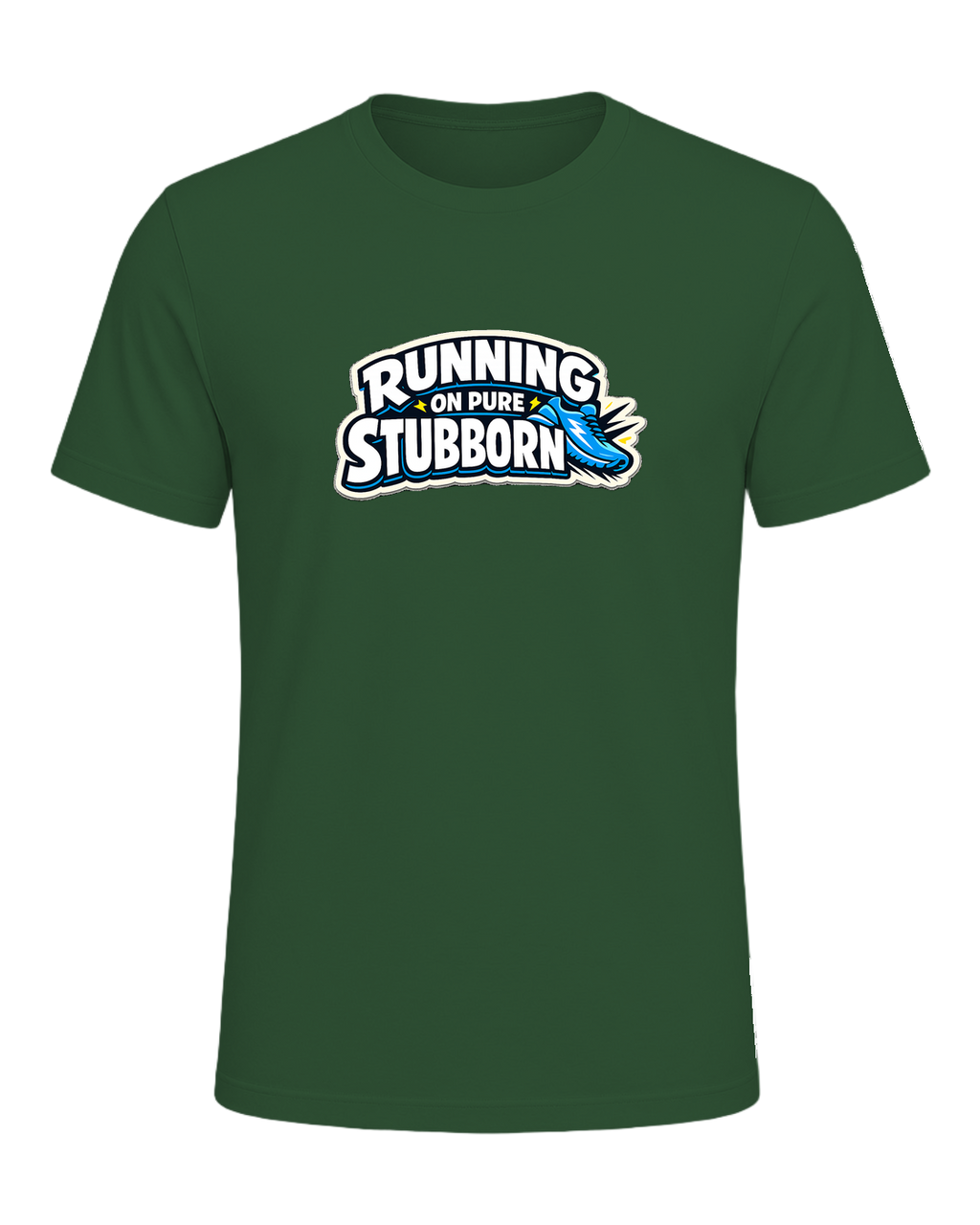 Running On Pure Stubborn Tee — Evergreen