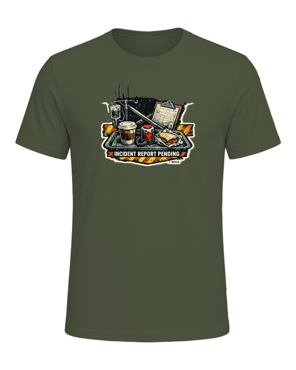Lunch Break Incident Report Pending Tee — Military Green