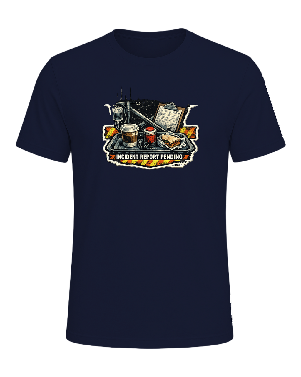 Lunch Break Incident Report Pending Tee — Navy