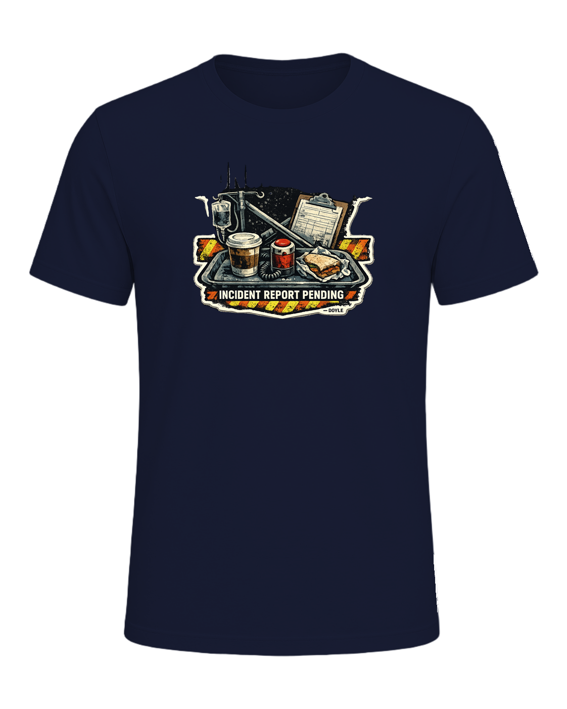 Lunch Break Incident Report Pending Tee — Navy