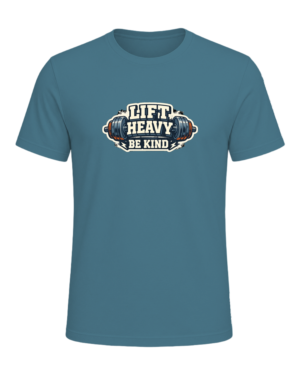 A bold barbell gym tee for lifters who train heavy and keep the room kind. — Heather Deep Teal