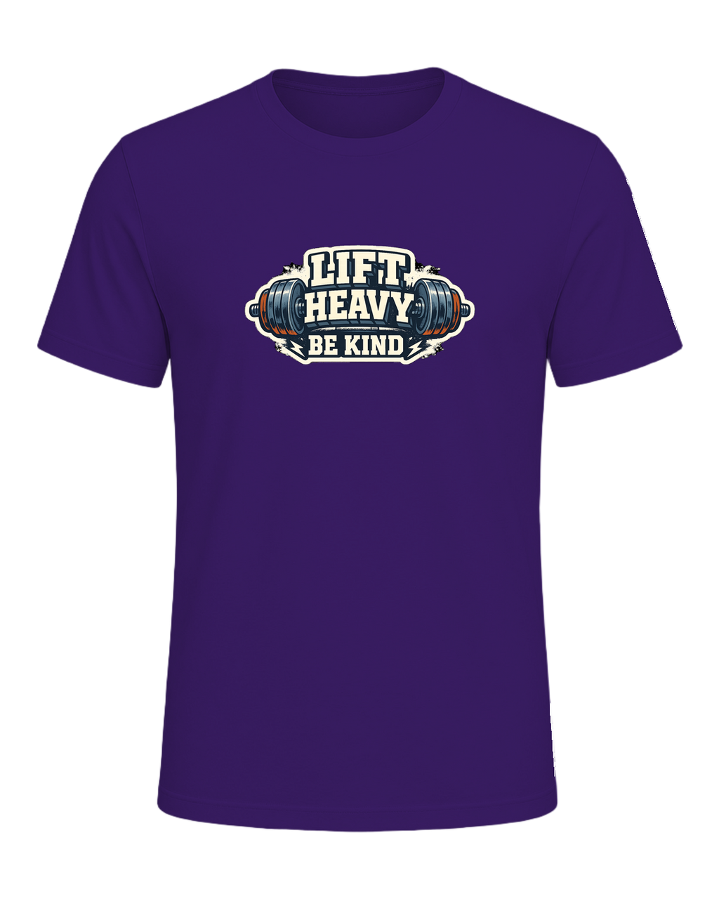 A bold barbell gym tee for lifters who train heavy and keep the room kind. — Team Purple