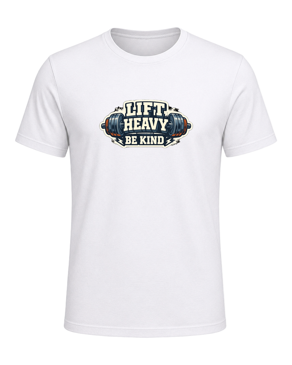 A bold barbell gym tee for lifters who train heavy and keep the room kind. — White