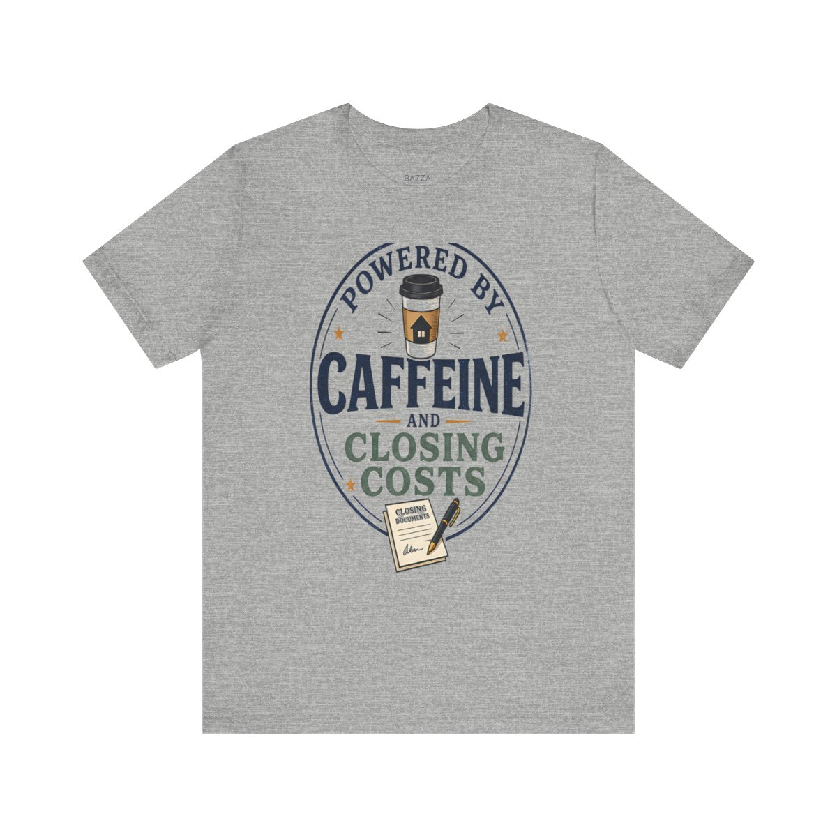 Loan Officer Gift T-Shirt — Powered by Caffeine and Closing Costs — mortgage t-shirt design