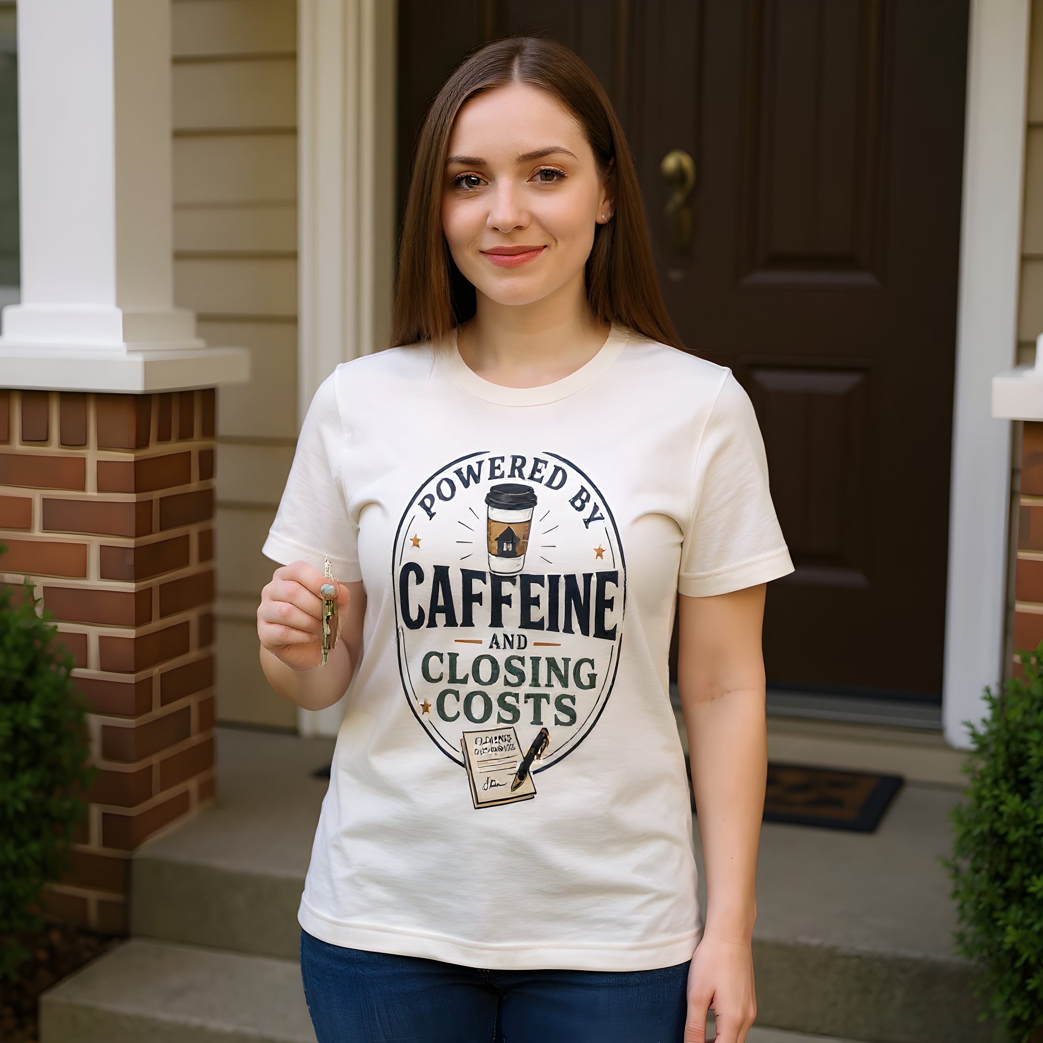 Loan Officer Gift T-Shirt — Powered by Caffeine and Closing Costs — mortgage t-shirt design