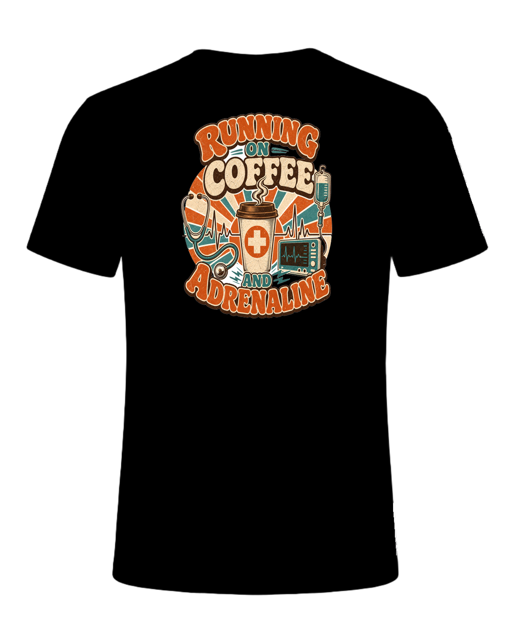 RUNNING ON COFFEE AND ADRENALINE — Black