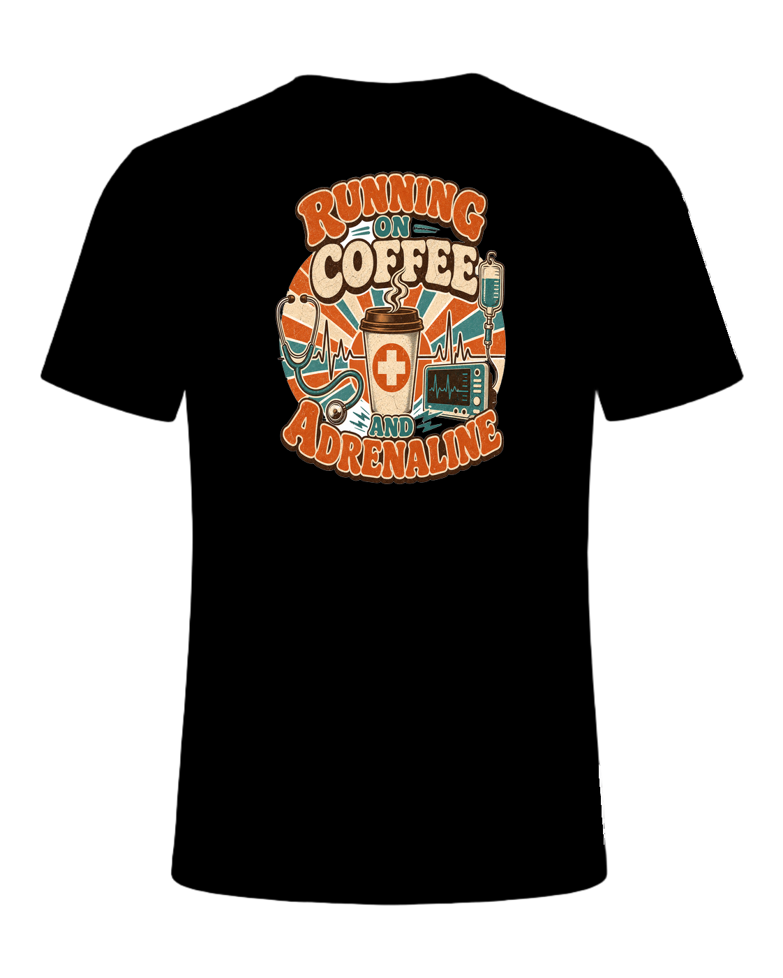 RUNNING ON COFFEE AND ADRENALINE — Black