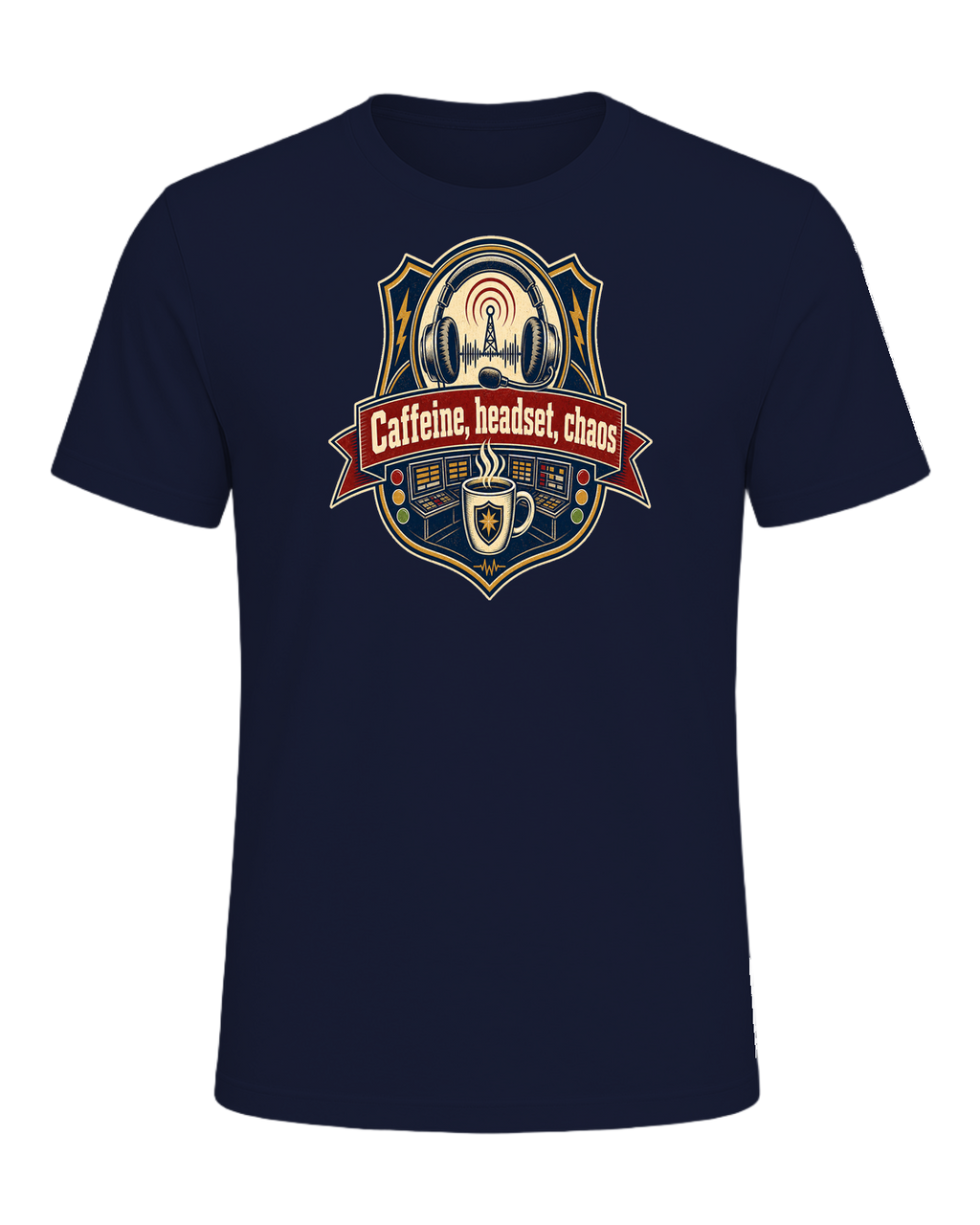 Caffeine, headset, chaos — Navy
